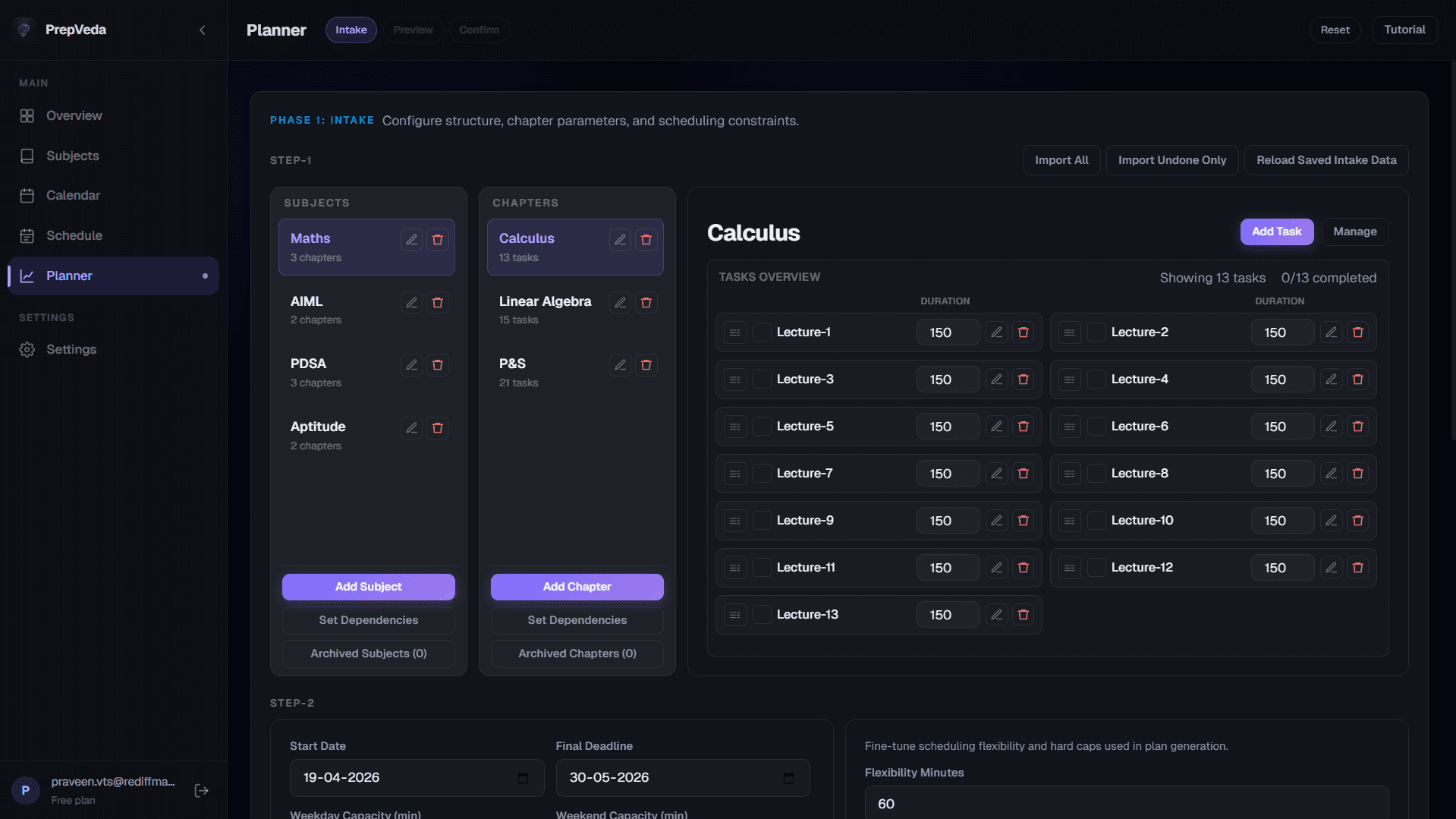 Intake screenshot